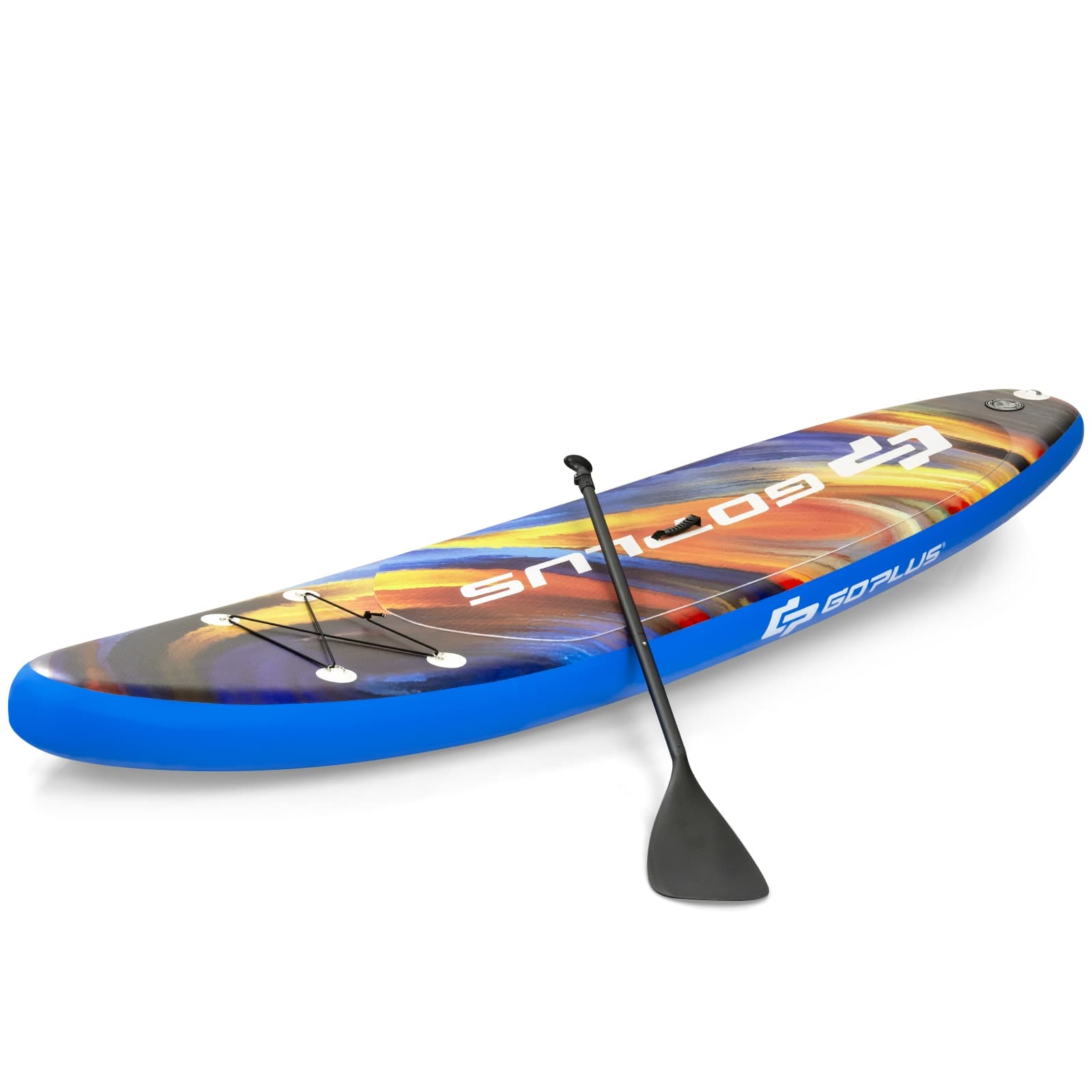 CostwayPaddle Gonflable 335x76x15CM en PVC avec Pagaie Alliage Aluminium Réglable Aileron Amovible Pompe Manuel 120KG MAX Bleu