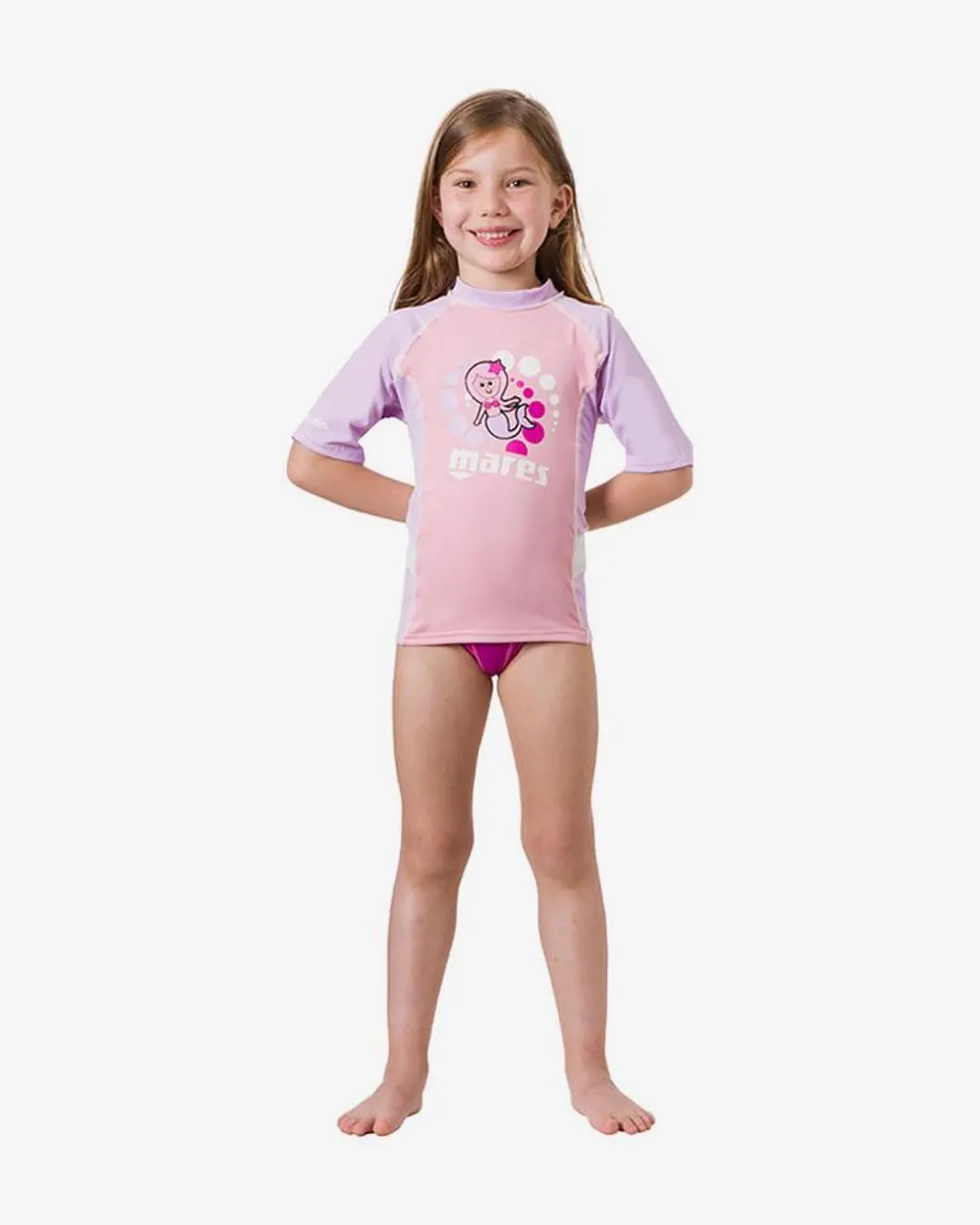 T-shirt de natation Mares Rash Guard V à manches courtes rose lilas pour fille - XL